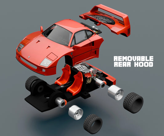 Ferrari F40 - Maqueta en resina estilo caricatura en escalas 1/64 y 1/43 para pintar y montar.